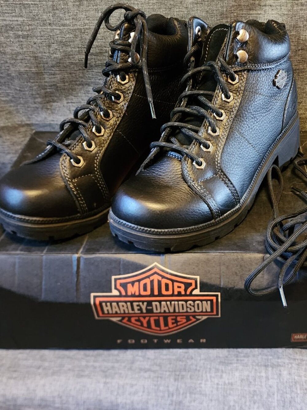 Women's Size 9.5 Harley Davidson D84280 Black Leather Tyler Lace Chukka Boots